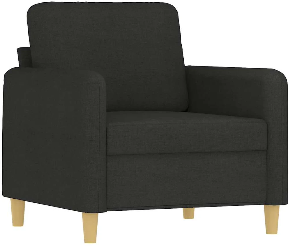 Sofa Krėslas su pakoja, juodos spalvos, 60cm, audinys
