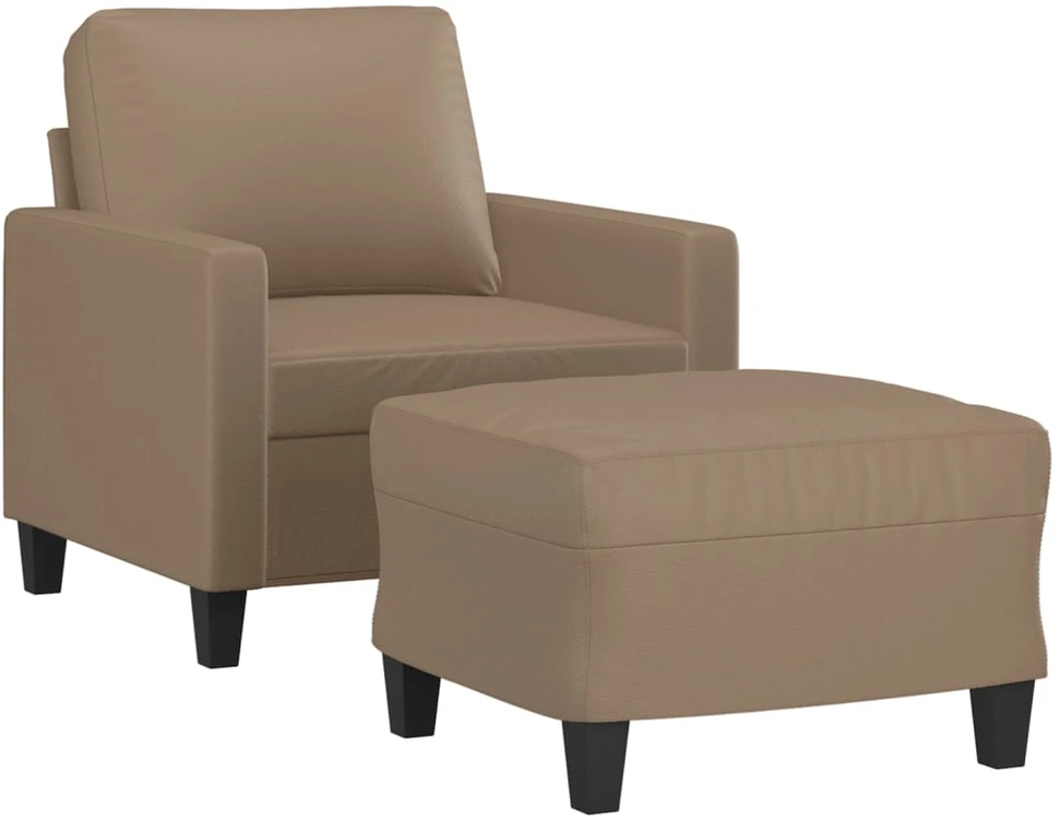 Sofa Krėslas su pakoja, kapučino spalvos, 60cm, dirbtinė oda