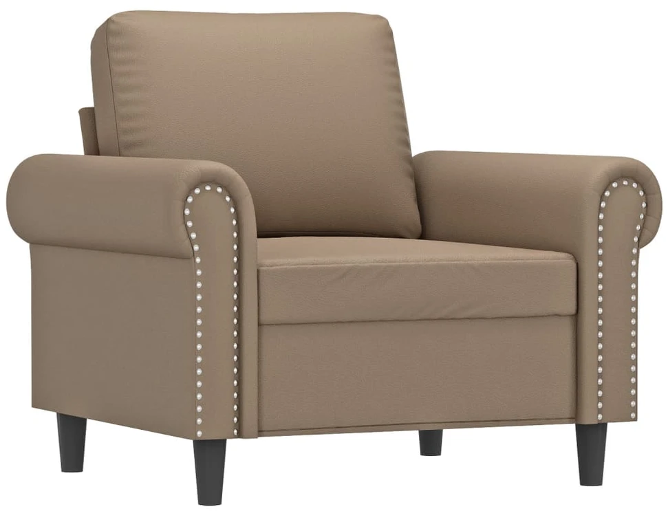 Sofa Krėslas su pakoja, kapučino spalvos, 60cm, dirbtinė oda