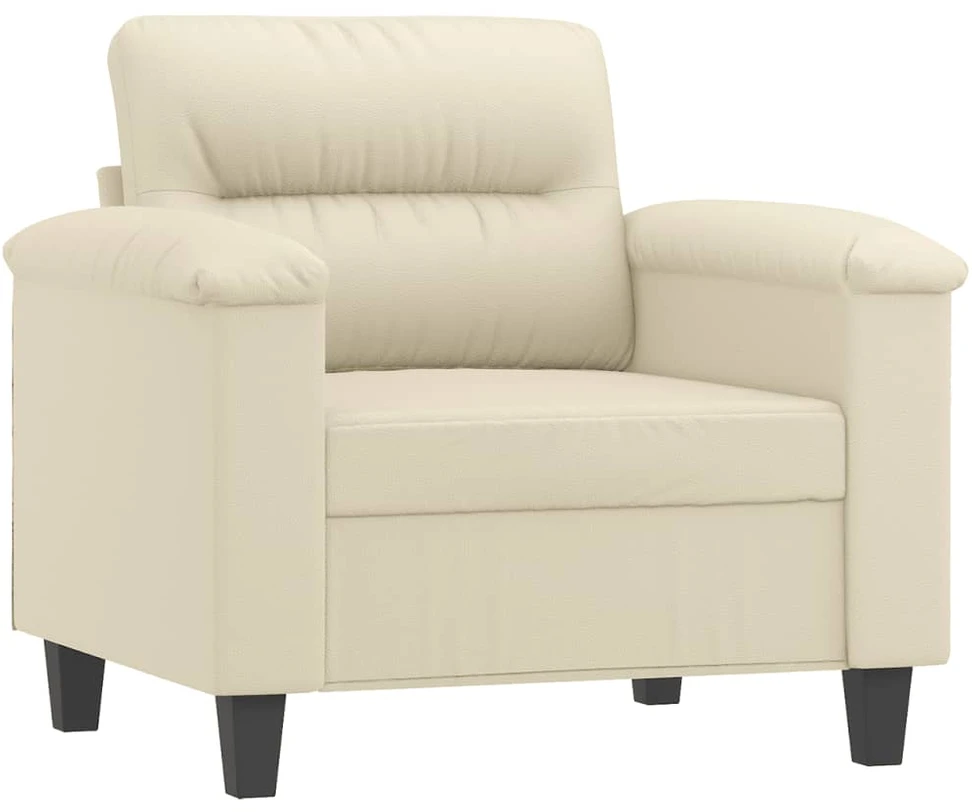 Sofa Krėslas su pakoja, kreminės spalvos, 60cm, dirbtinė oda