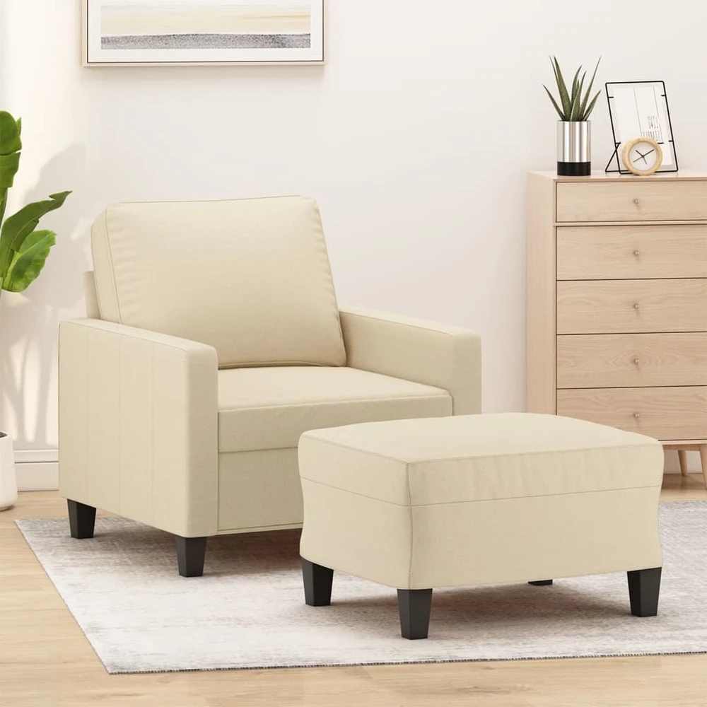 Sofa Krėslas su pakoja, kreminės spalvos, 60cm, audinys
