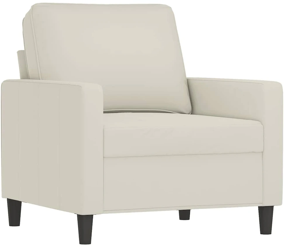 Sofa Krėslas su pakoja, kreminės spalvos, 60cm, aksomas