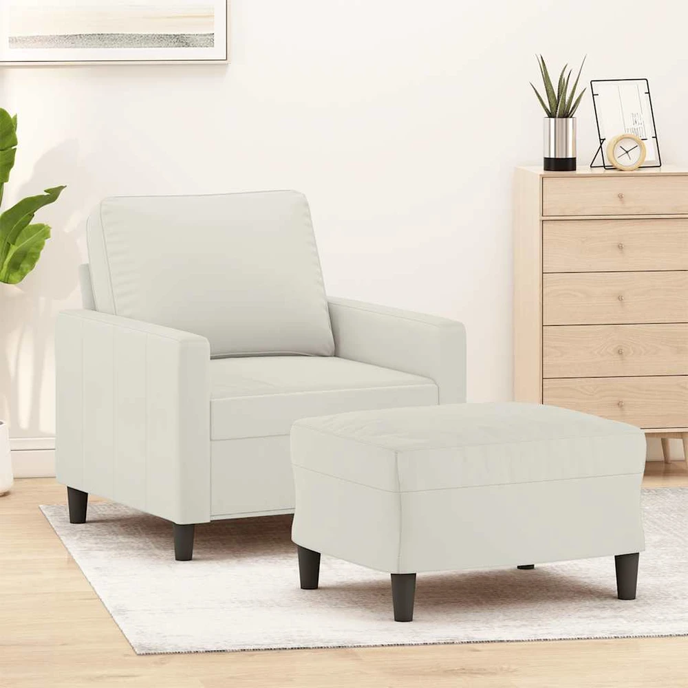 Sofa Krėslas su pakoja, kreminės spalvos, 60cm, aksomas