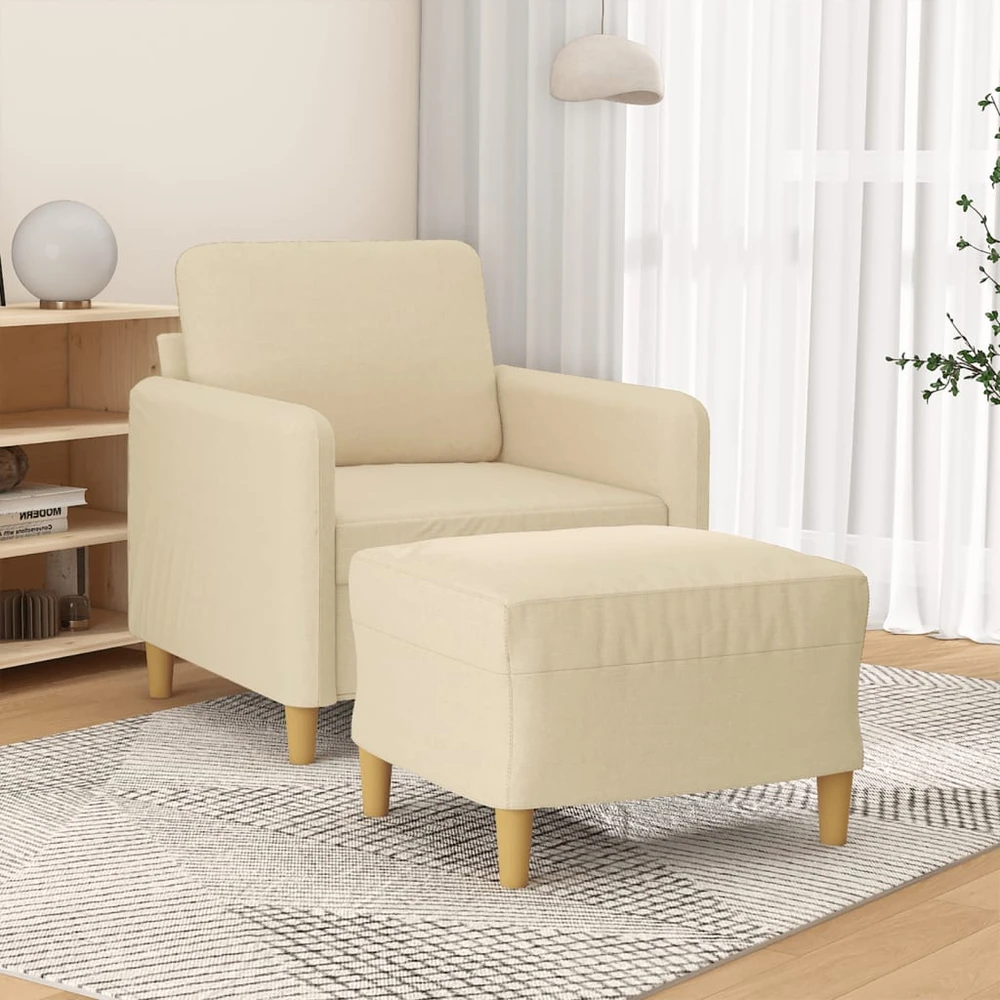 Sofa Krėslas su pakoja, kreminės spalvos, 60cm, audinys