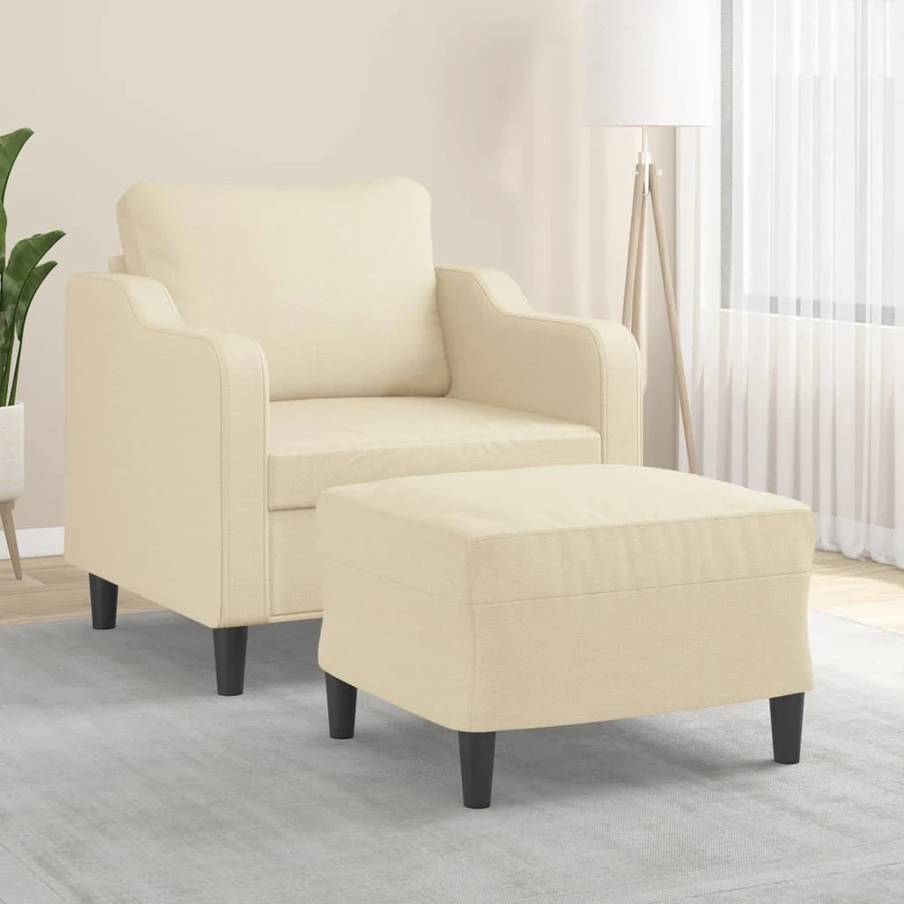 Sofa Krėslas su pakoja, kreminės spalvos, 60cm, audinys