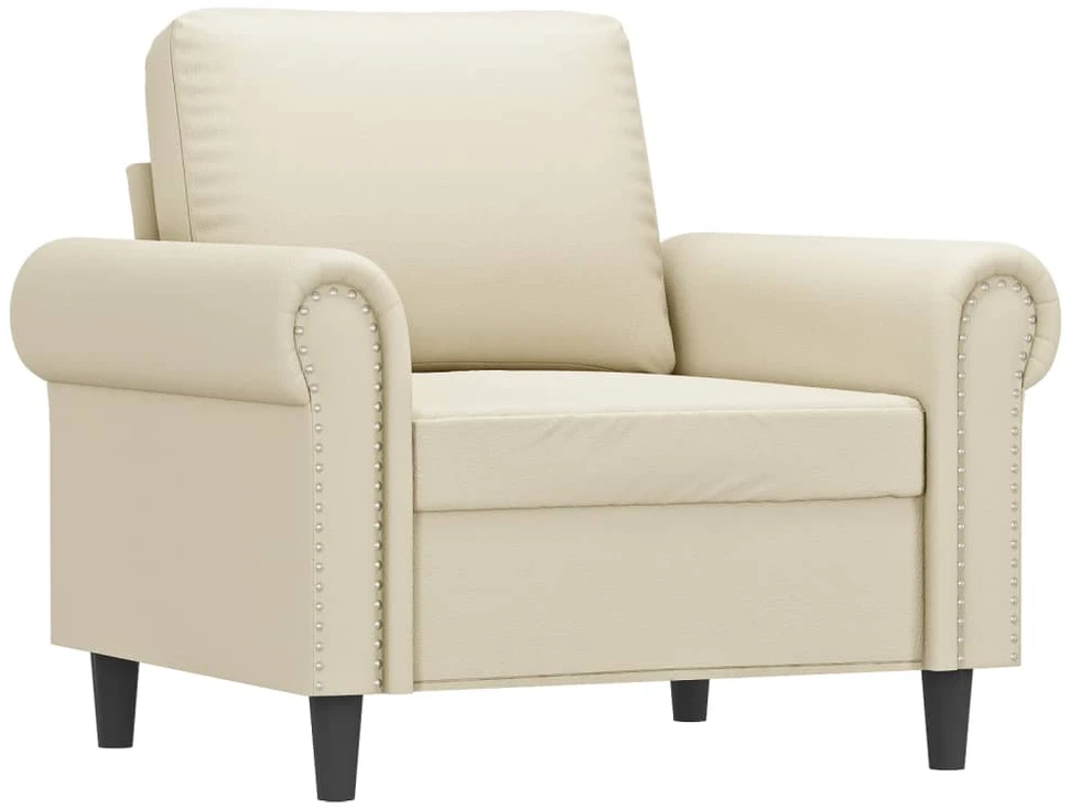 Sofa Krėslas su pakoja, kreminės spalvos, 60cm, dirbtinė oda