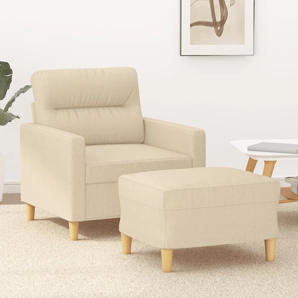 Sofa Krėslas su pakoja, kreminės spalvos, 60cm, audinys