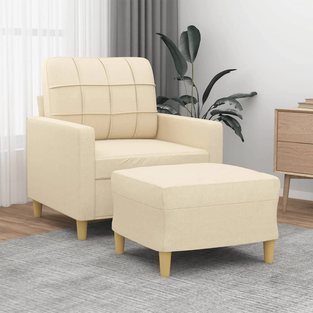 Sofa Krėslas su pakoja, kreminės spalvos, 60cm, audinys