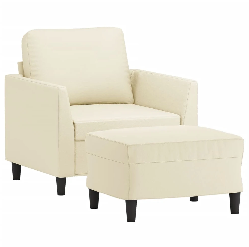 Sofa Krėslas su pakoja, kreminės spalvos, 60cm, dirbtinė oda