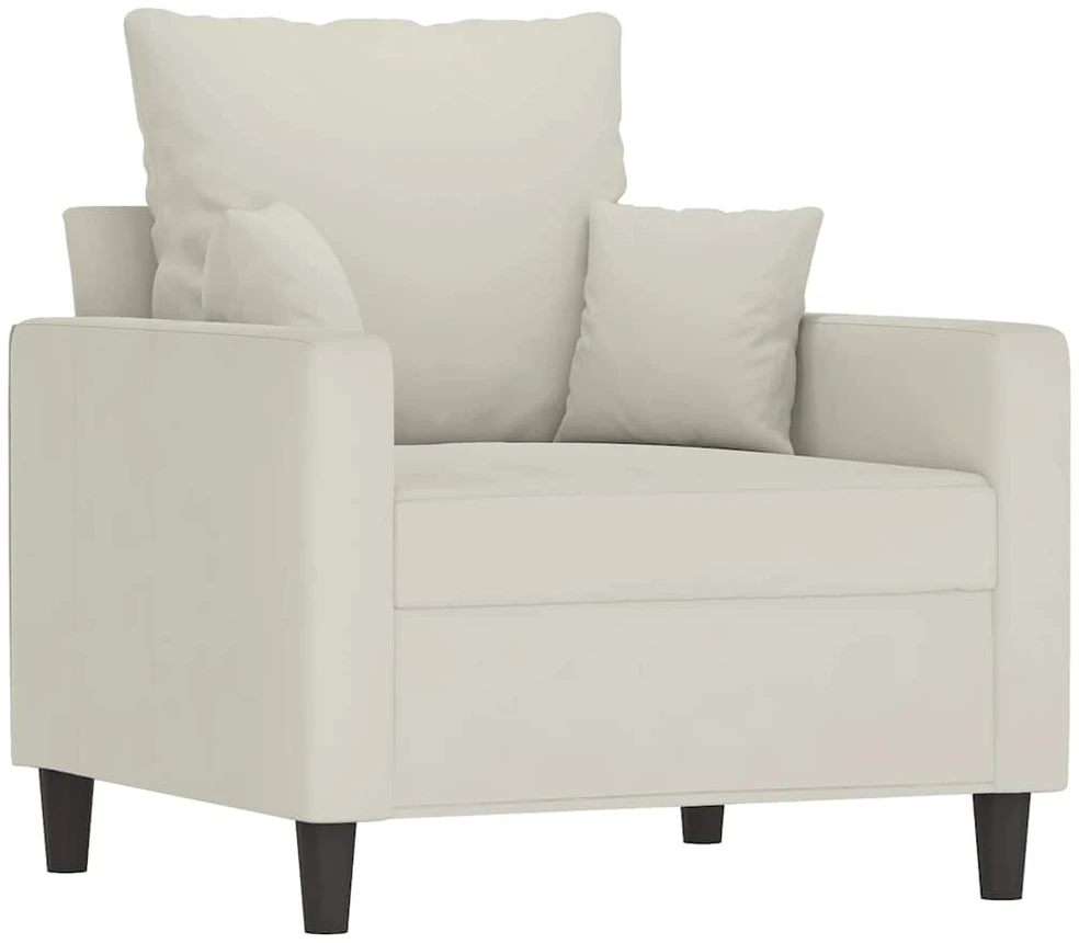 Sofa Krėslas su pakoja, kreminės spalvos, 60cm, aksomas