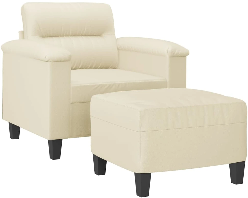 Sofa Krėslas su pakoja, kreminės spalvos, 60cm, dirbtinė oda