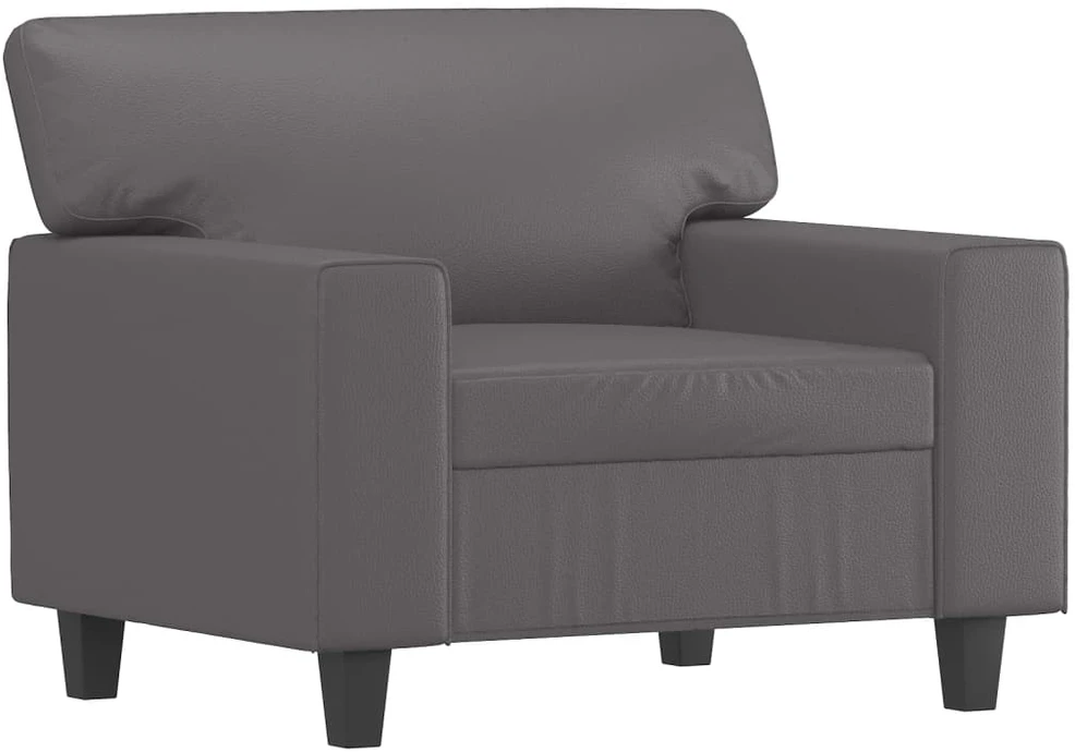 Sofa Krėslas su pakoja, pilkos spalvos, 60cm, dirbtinė oda