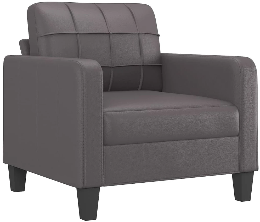 Sofa Krėslas su pakoja, pilkos spalvos, 60cm, dirbtinė oda