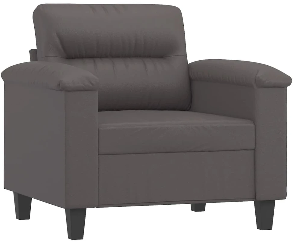 Sofa Krėslas su pakoja, pilkos spalvos, 60cm, dirbtinė oda