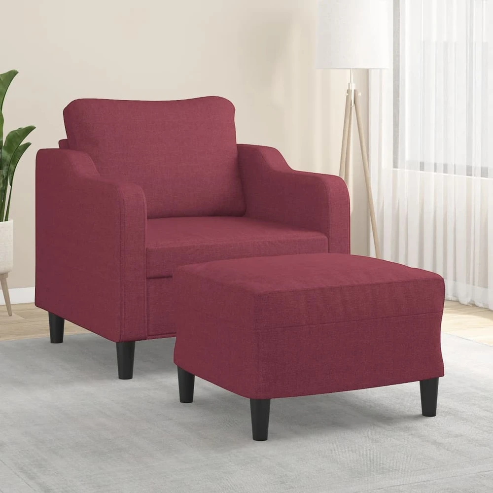 Sofa Krėslas su pakoja, raudonojo vyno spalvos, 60cm, audinys