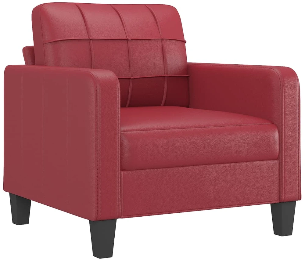 Sofa Krėslas su pakoja, raudonojo vyno spalvos, 60cm, dirbtinė oda