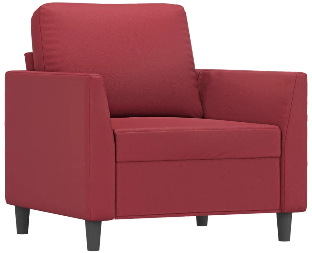 Sofa Krėslas su pakoja, raudonojo vyno spalvos, 60cm, dirbtinė oda