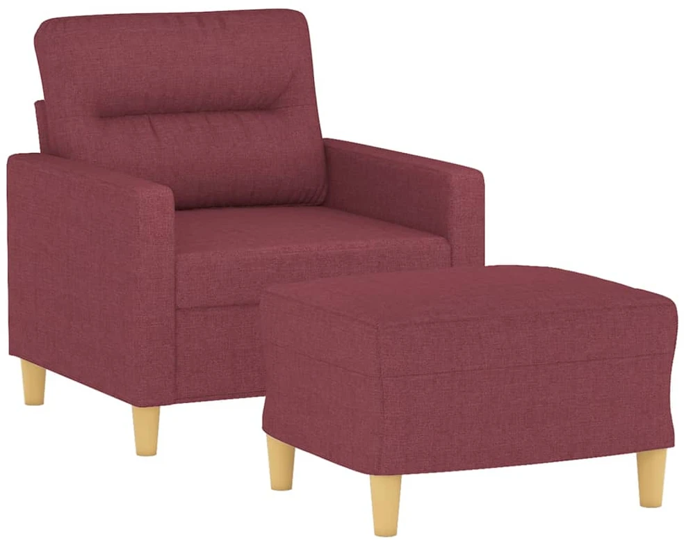 Sofa Krėslas su pakoja, raudonojo vyno spalvos, 60cm, audinys