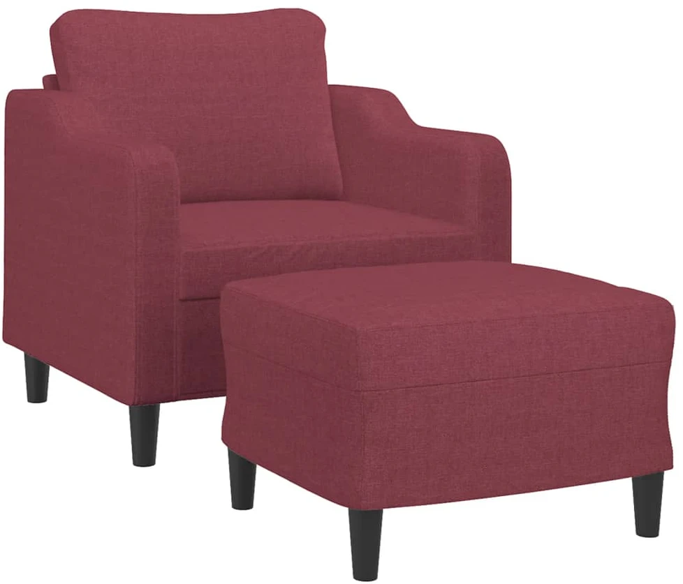 Sofa Krėslas su pakoja, raudonojo vyno spalvos, 60cm, audinys