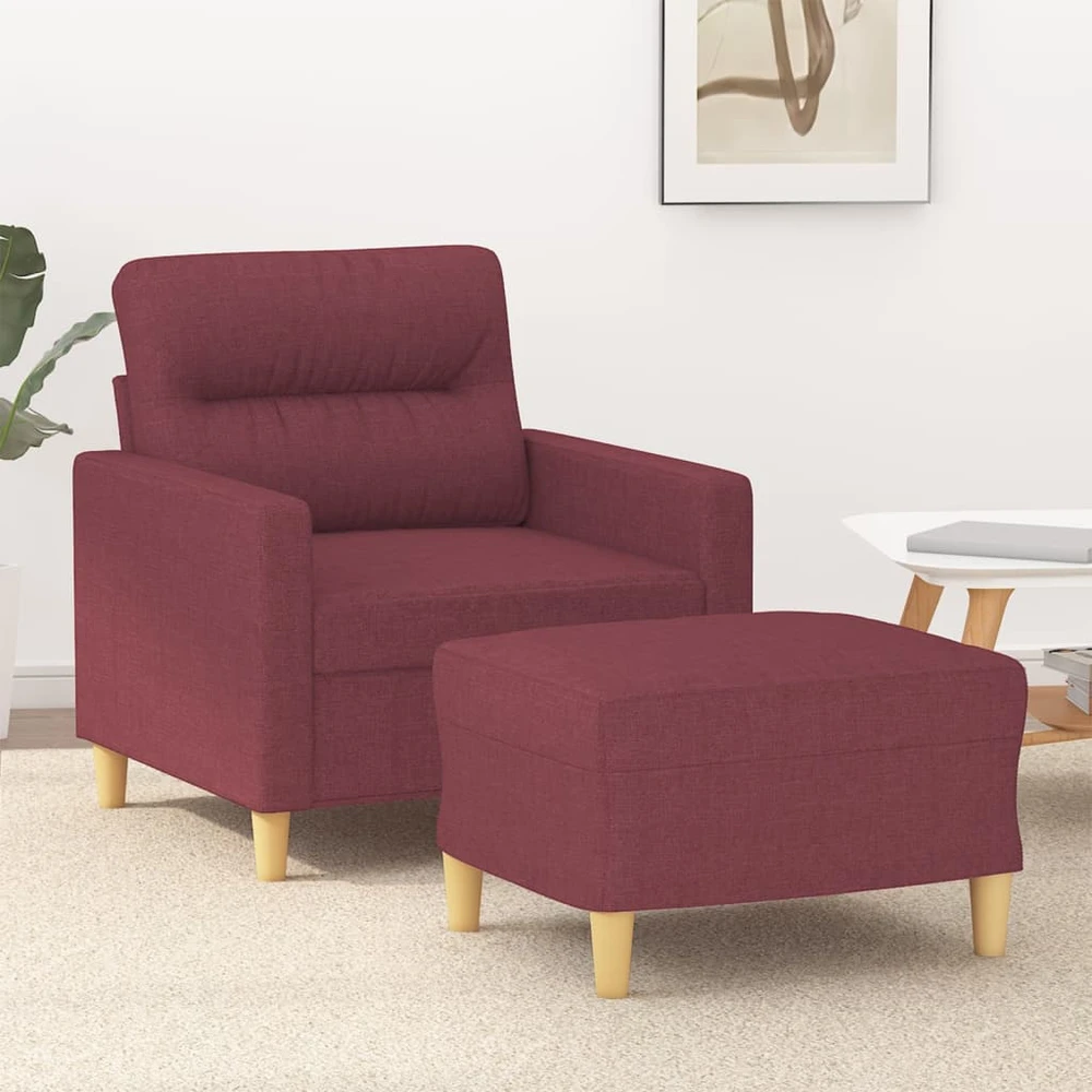 Sofa Krėslas su pakoja, raudonojo vyno spalvos, 60cm, audinys