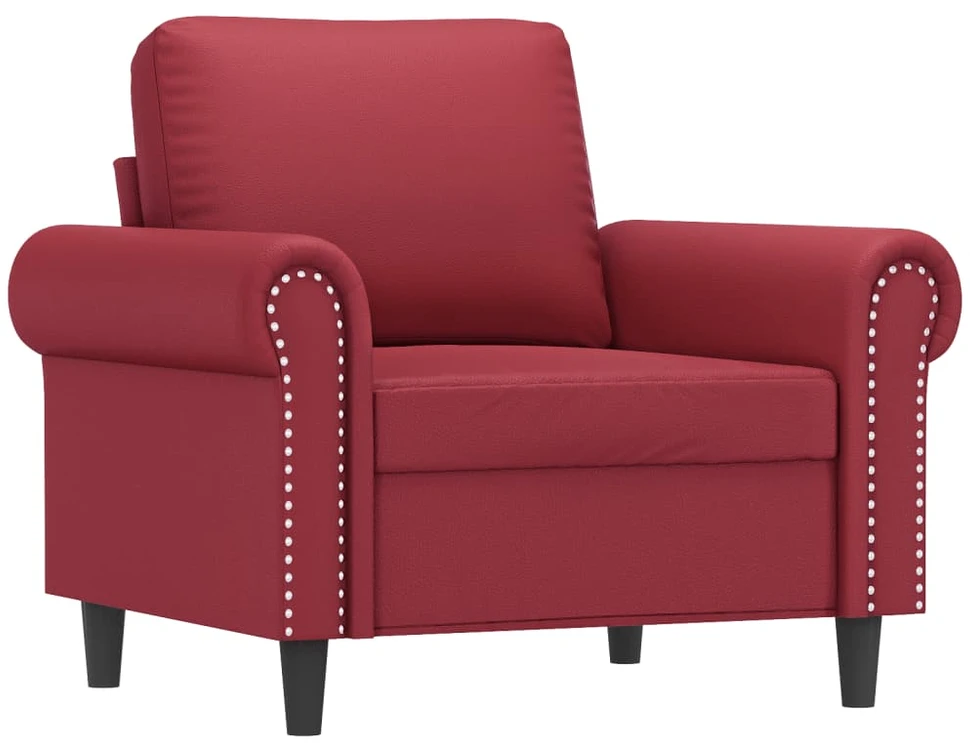 Sofa Krėslas su pakoja, raudonojo vyno spalvos, 60cm, dirbtinė oda