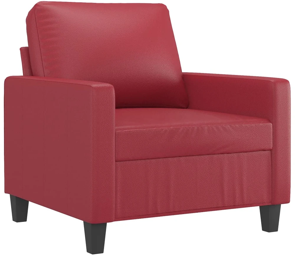 Sofa Krėslas su pakoja, raudonojo vyno spalvos, 60cm, dirbtinė oda