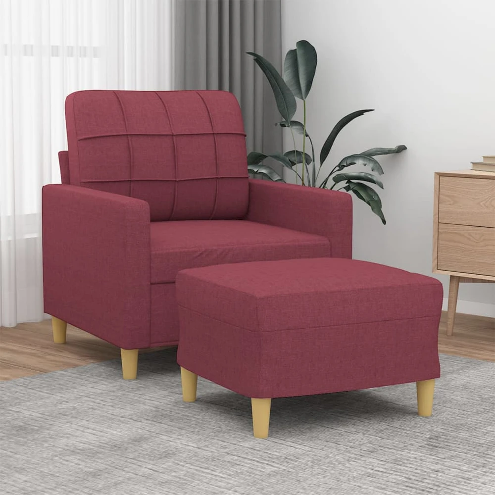 Sofa Krėslas su pakoja, raudonojo vyno spalvos, 60cm, audinys