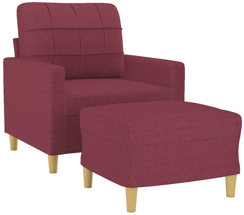 Sofa Krėslas su pakoja, raudonojo vyno spalvos, 60cm, audinys