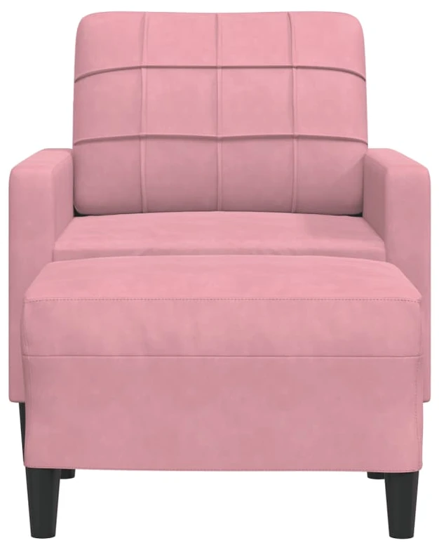 Sofa Krėslas su pakoja, rožinės spalvos, 60cm, aksomas