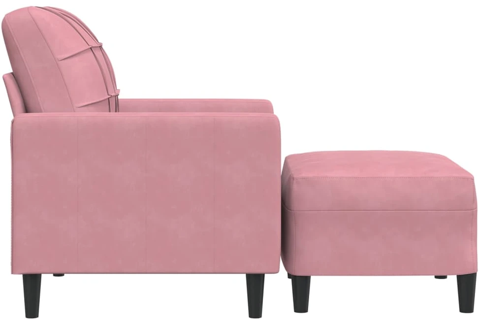 Sofa Krėslas su pakoja, rožinės spalvos, 60cm, aksomas