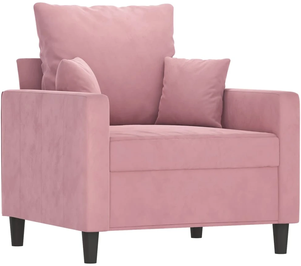 Sofa Krėslas su pakoja, rožinės spalvos, 60cm, aksomas