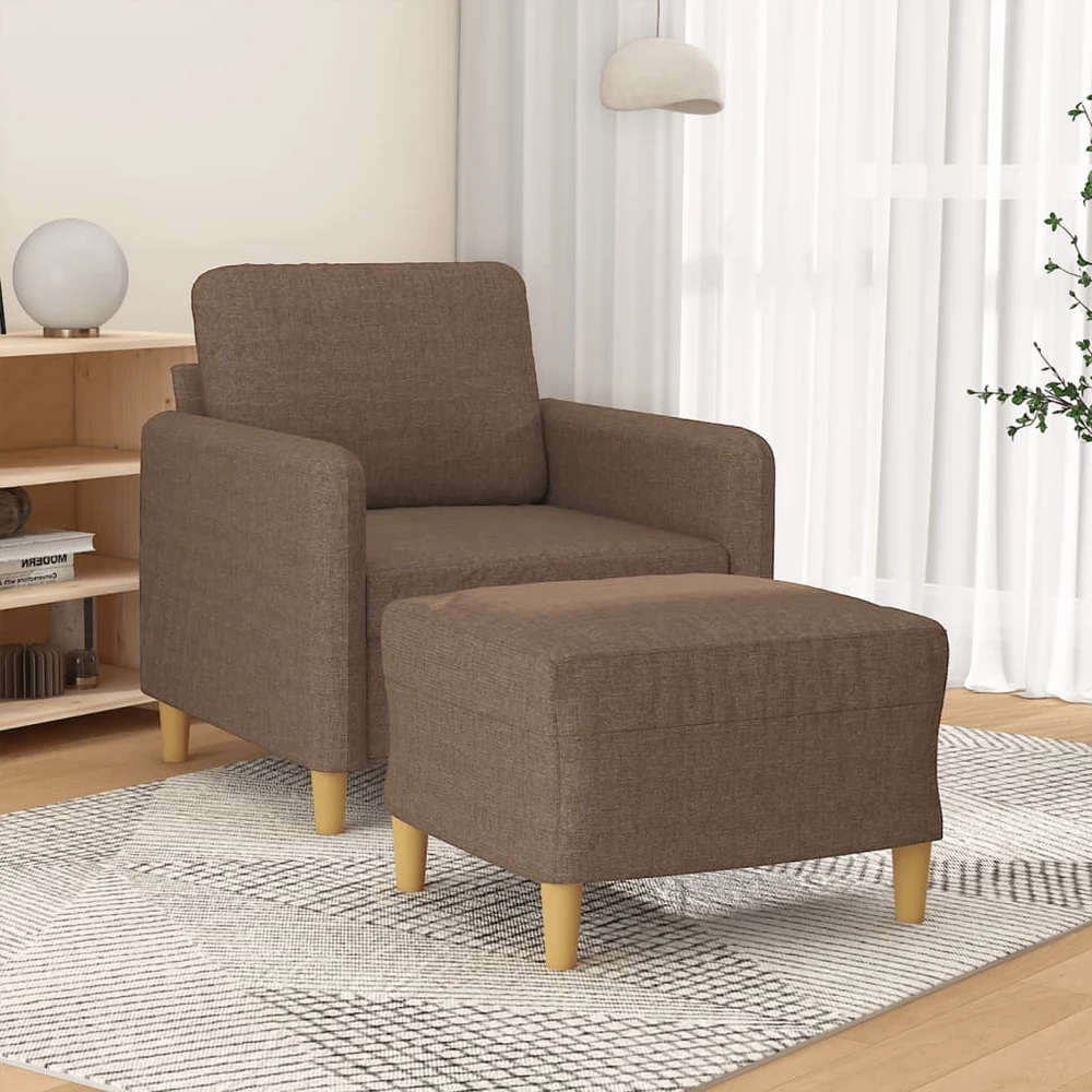 Sofa Krėslas su pakoja, rudos spalvos, 60cm, audinys