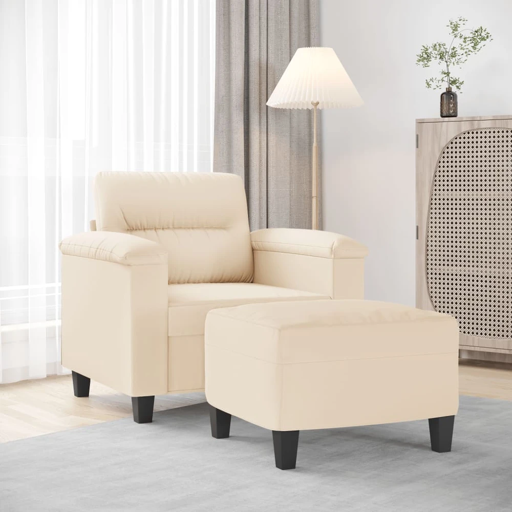 Sofa Krėslas su pakoja, smėlio spalvos, 60cm, mikropluošto audinys