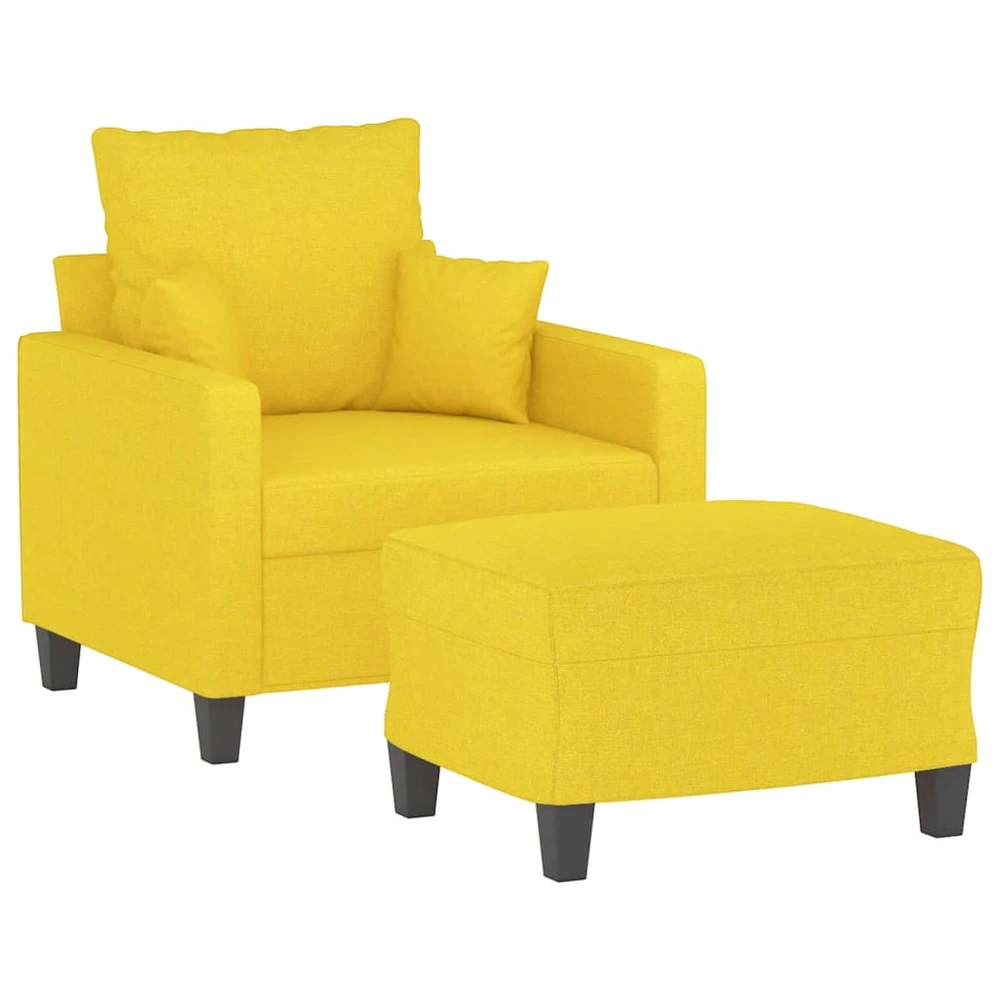 Sofa Krėslas su pakoja, šviesiai geltonos spalvos, 60cm, audinys