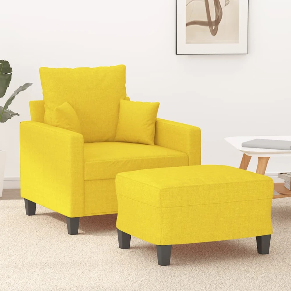 Sofa Krėslas su pakoja, šviesiai geltonos spalvos, 60cm, audinys