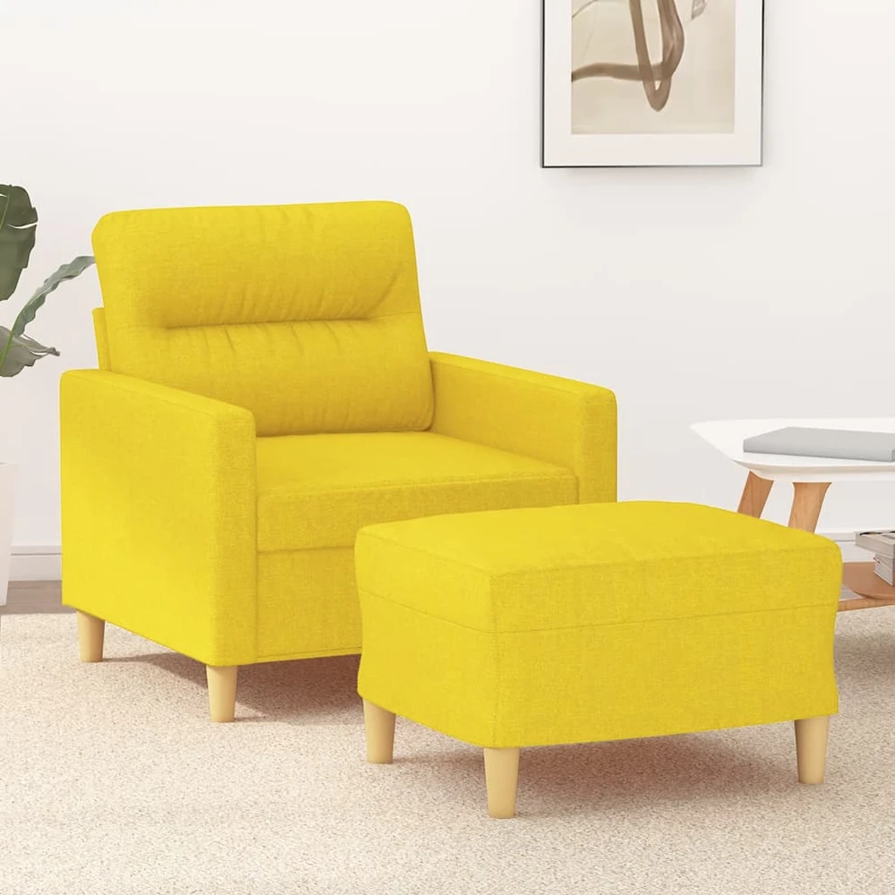 Sofa Krėslas su pakoja, šviesiai geltonos spalvos, 60cm, audinys