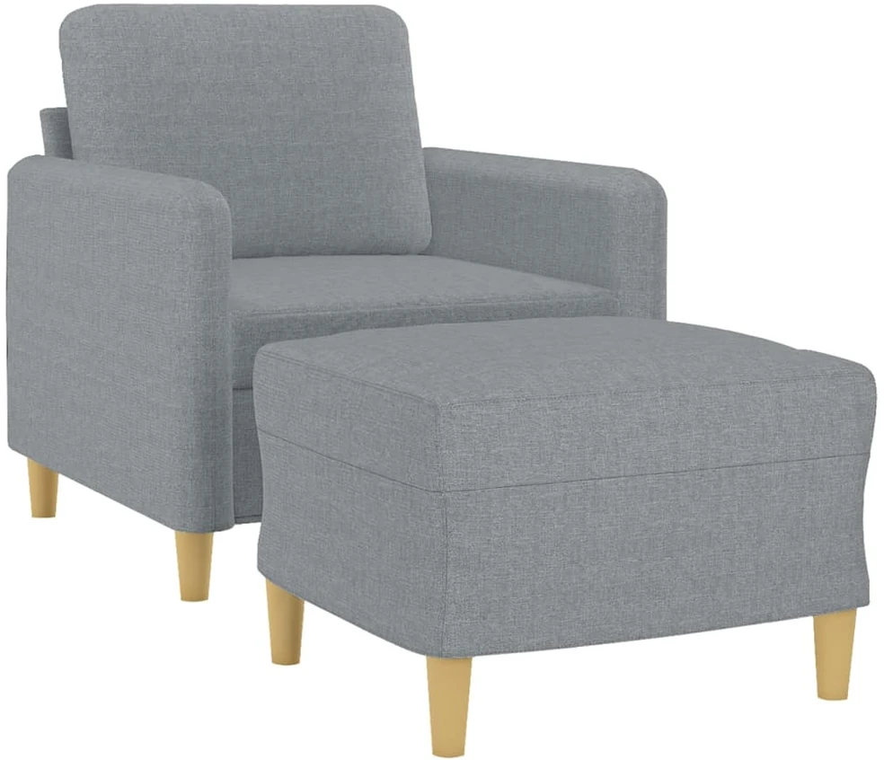 Sofa Krėslas su pakoja, šviesiai pilkos spalvos, 60cm, audinys