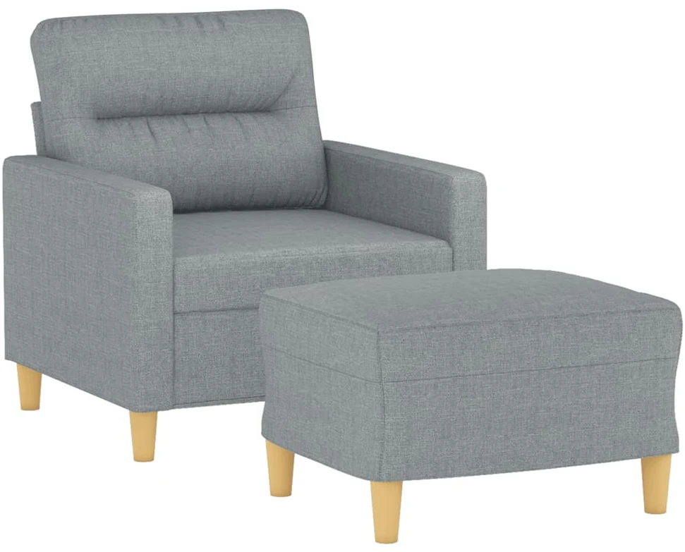 Sofa Krėslas su pakoja, šviesiai pilkos spalvos, 60cm, audinys