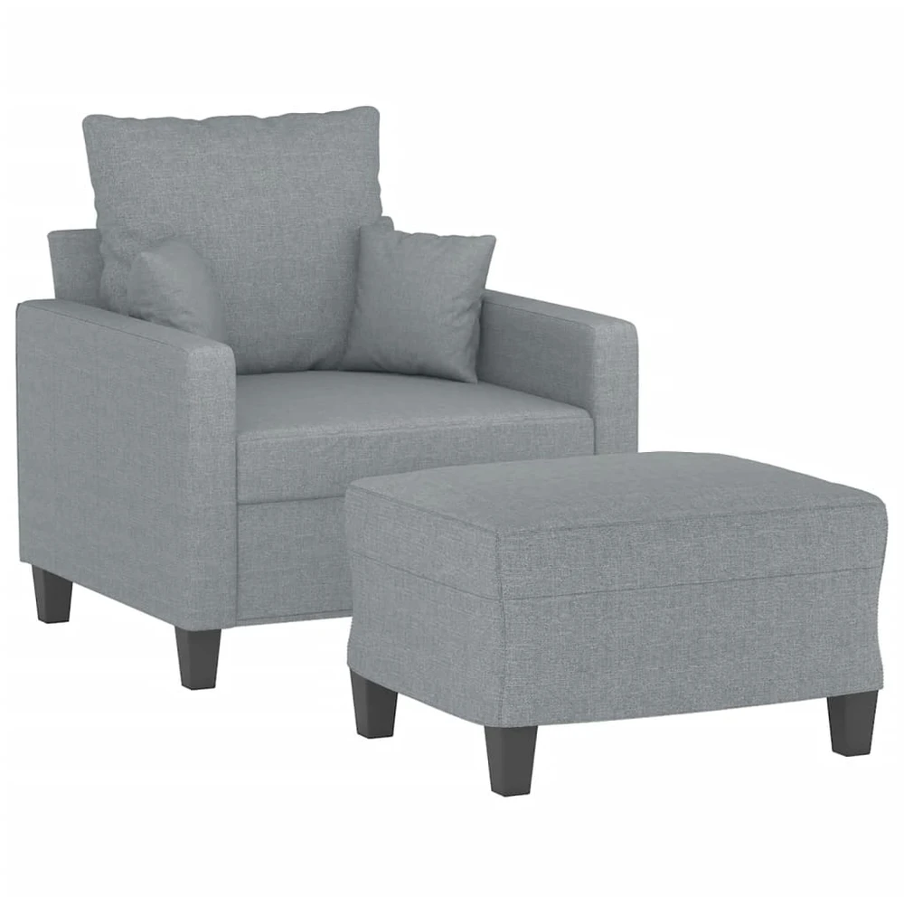 Sofa Krėslas su pakoja, šviesiai pilkos spalvos, 60cm, audinys