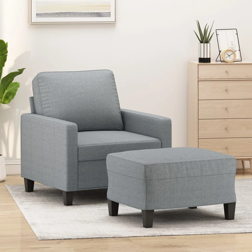 Sofa Krėslas su pakoja, šviesiai pilkos spalvos, 60cm, audinys