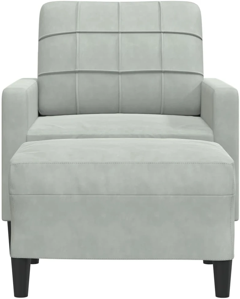 Sofa Krėslas su pakoja, šviesiai pilkos spalvos, 60cm, aksomas