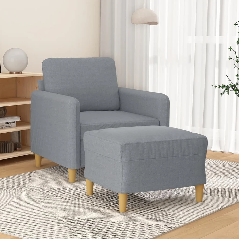Sofa Krėslas su pakoja, šviesiai pilkos spalvos, 60cm, audinys
