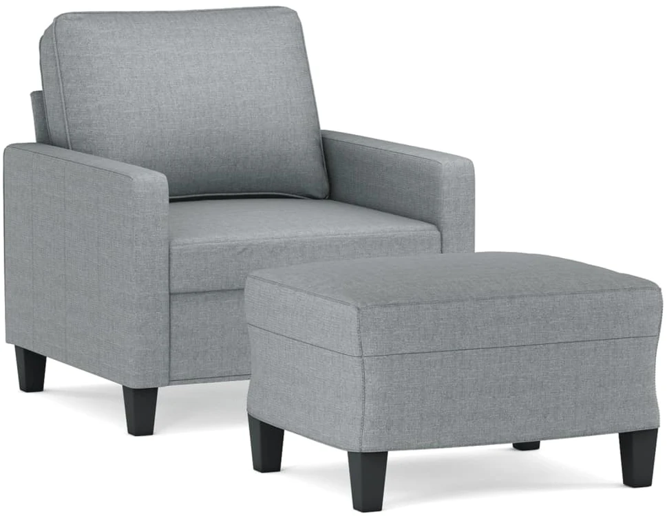 Sofa Krėslas su pakoja, šviesiai pilkos spalvos, 60cm, audinys