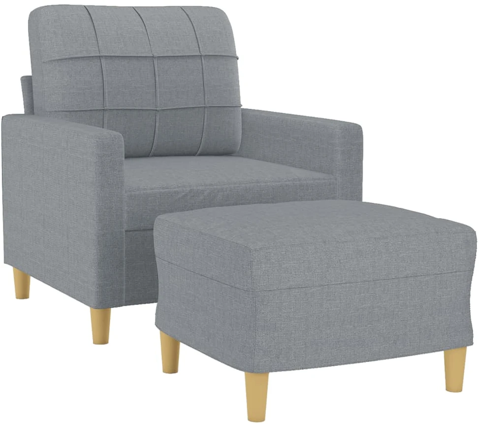 Sofa Krėslas su pakoja, šviesiai pilkos spalvos, 60cm, audinys
