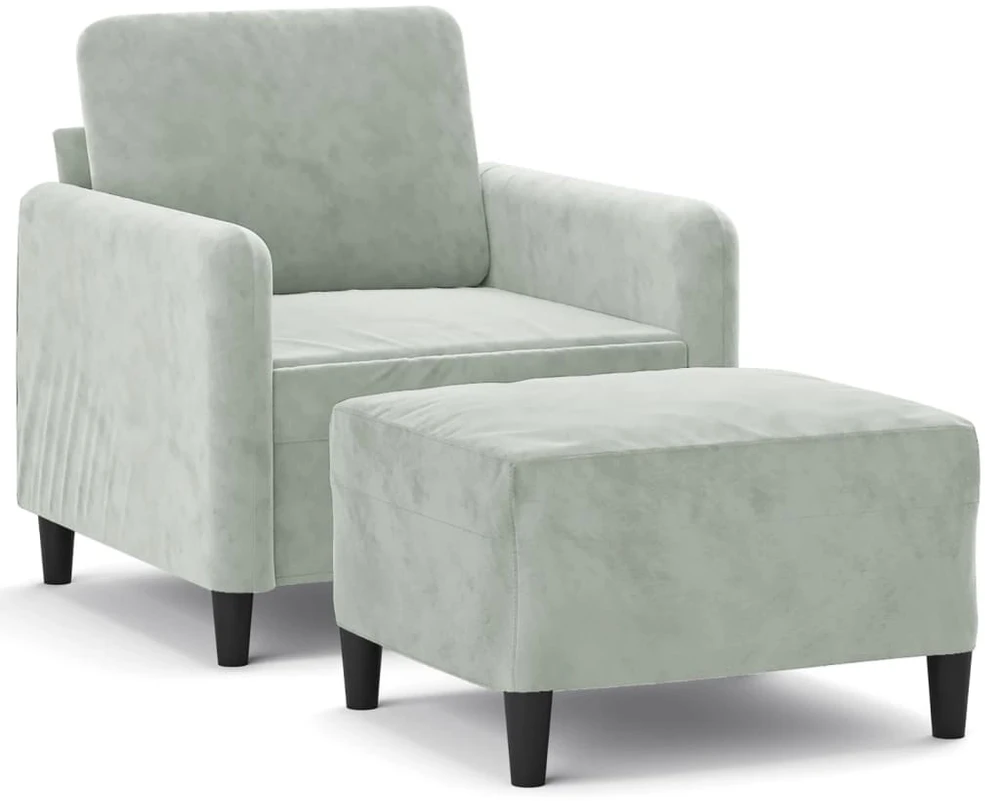 Sofa Krėslas su pakoja, šviesiai pilkos spalvos, 60cm, aksomas