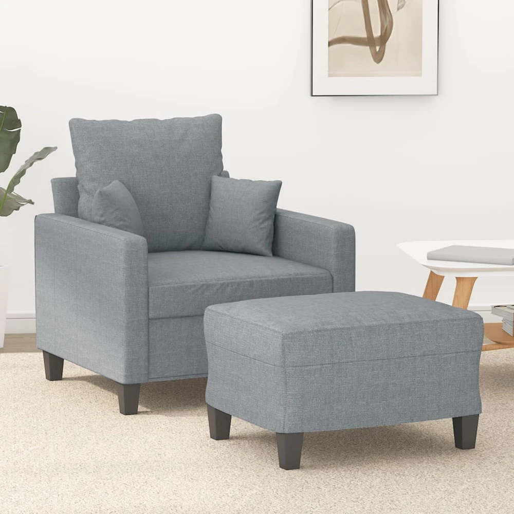 Sofa Krėslas su pakoja, šviesiai pilkos spalvos, 60cm, audinys