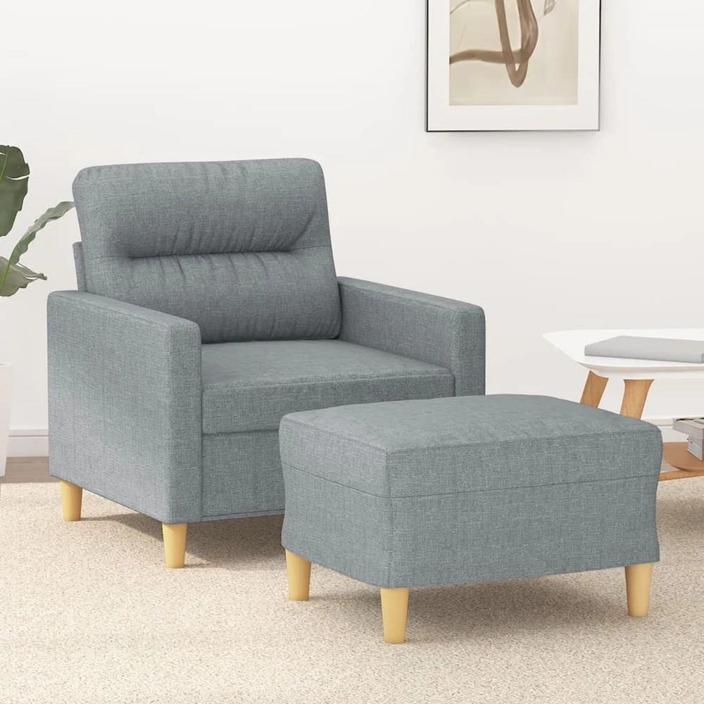 Sofa Krėslas su pakoja, šviesiai pilkos spalvos, 60cm, audinys
