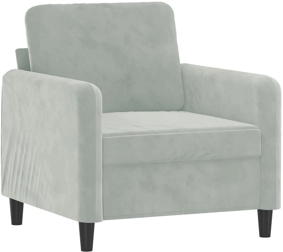 Sofa Krėslas su pakoja, šviesiai pilkos spalvos, 60cm, aksomas