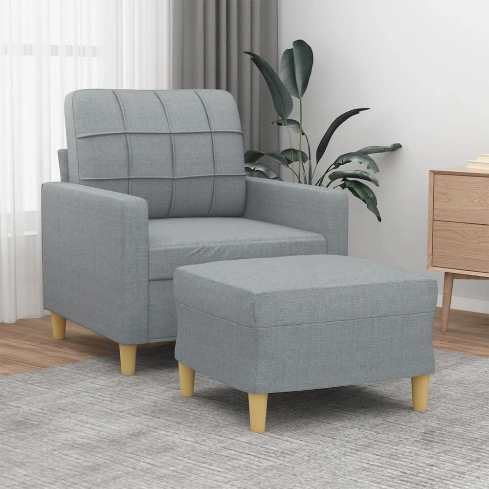 Sofa Krėslas su pakoja, šviesiai pilkos spalvos, 60cm, audinys