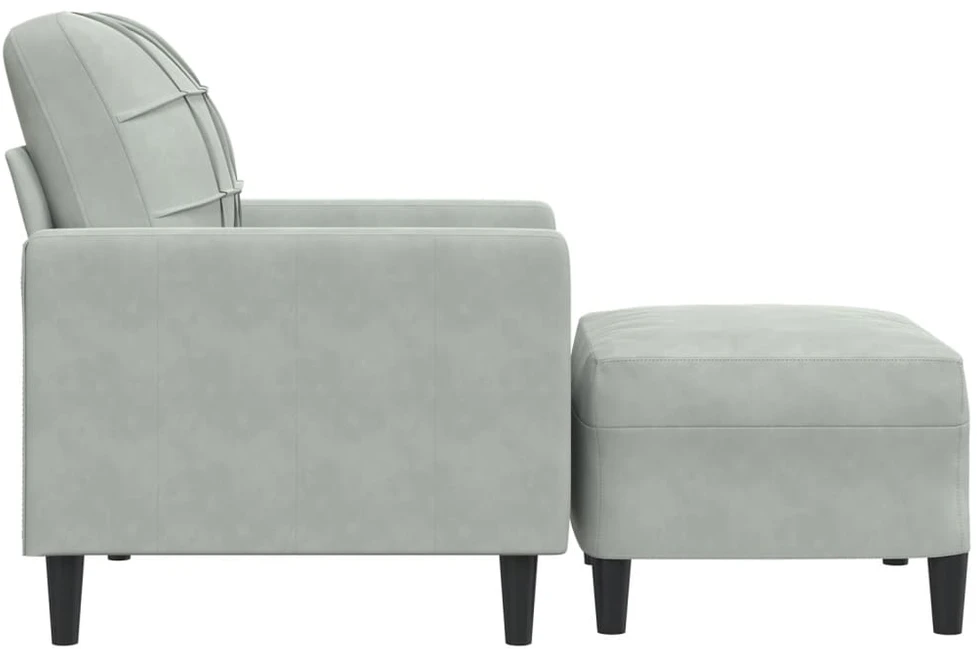 Sofa Krėslas su pakoja, šviesiai pilkos spalvos, 60cm, aksomas